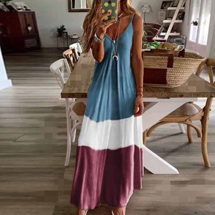 Soft Boho Contrast Color Maxi  Dress Image 3