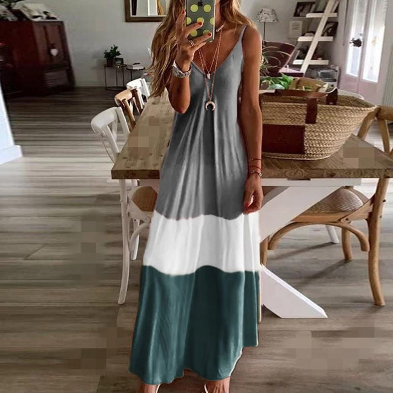 Soft Boho Contrast Color Maxi  Dress Image 4