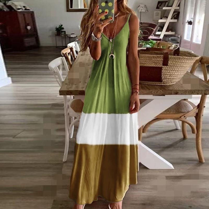 Soft Boho Contrast Color Maxi  Dress Image 4