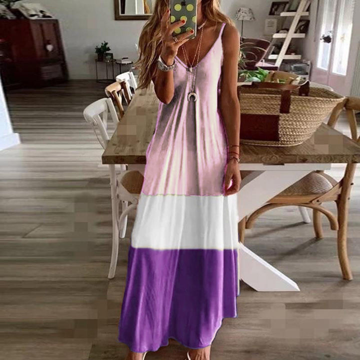 Soft Boho Contrast Color Maxi  Dress Image 6