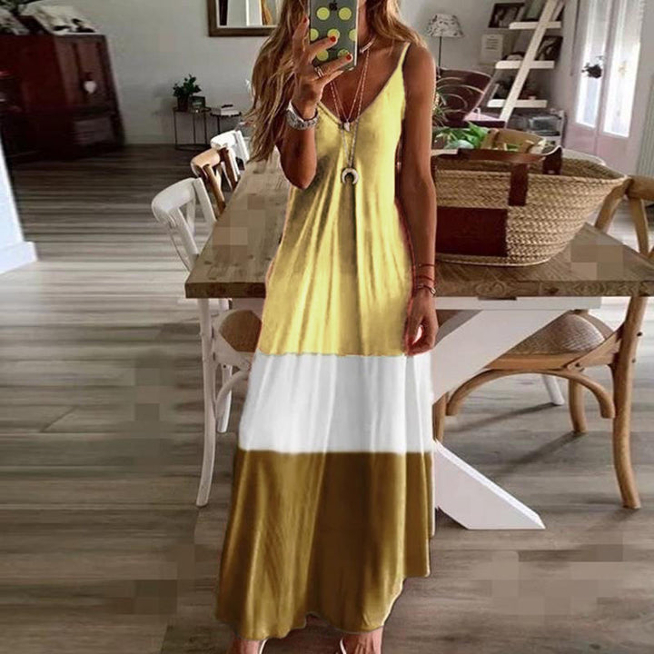 Soft Boho Contrast Color Maxi  Dress Image 7