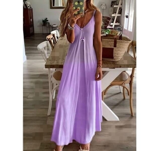 Deep V Neck Slim Strap Maxi Dress Image 3