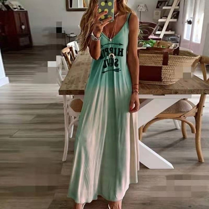 Fashion Tie Dye Sleeveless Maxi Dress Image 4