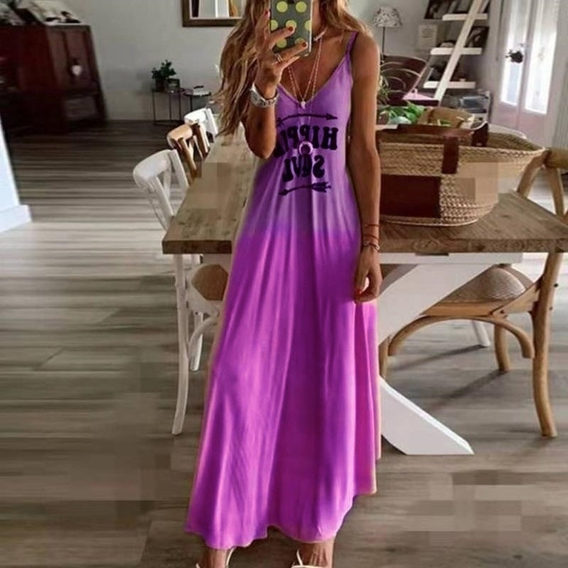 Fashion Tie Dye Sleeveless Maxi Dress Image 4