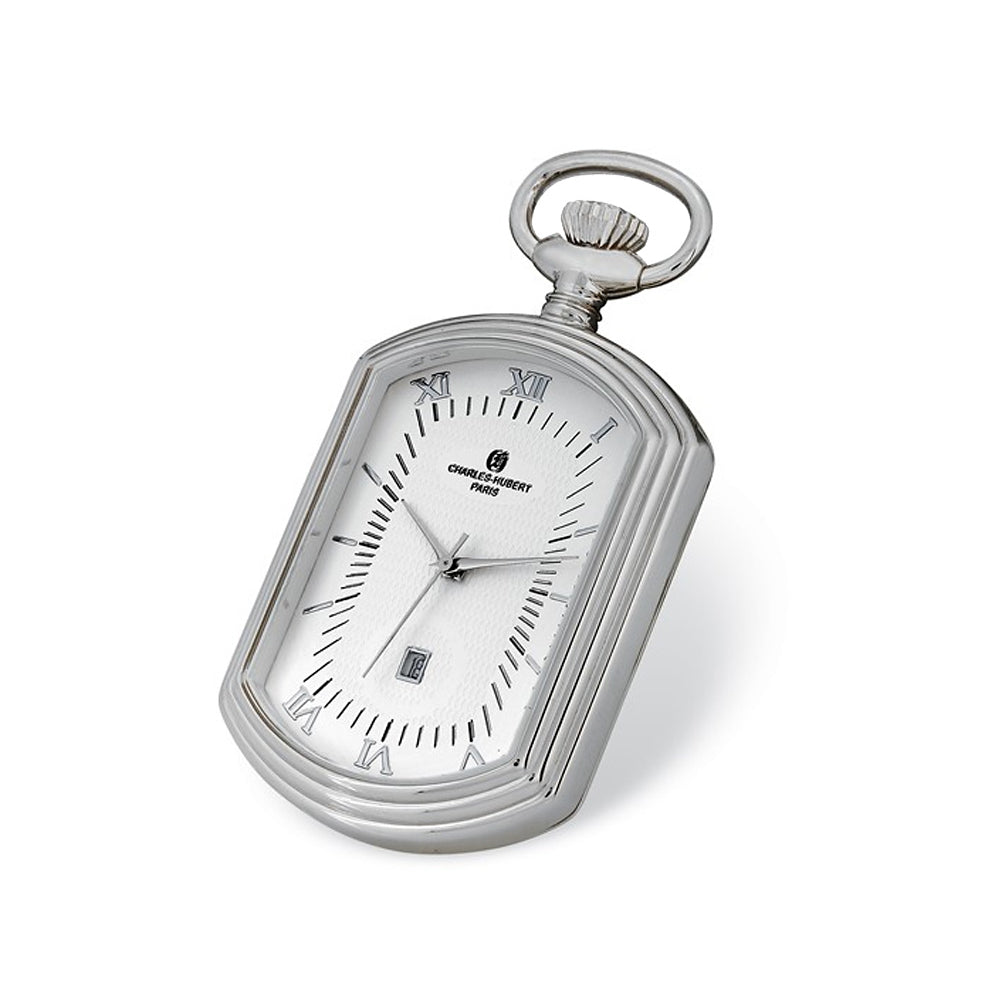 Chrome Finish Rectangular Pocket Watch Image 1