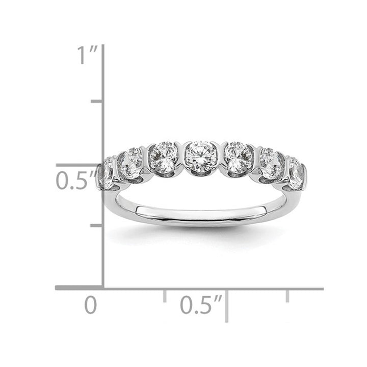 1.00 Carat (ctw) Seven-Stone Diamond Anniversary Wedding Band Ring in 14K White Gold Image 3
