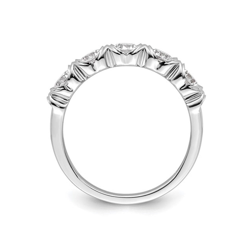 1.00 Carat (ctw) Five-Stone Diamond Anniversary Wedding Band Ring in 14K White Gold Image 3