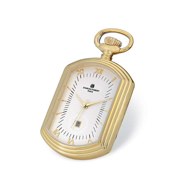 Charles Hubert Gold Color Finish Rectangular Pocket Watch Image 1