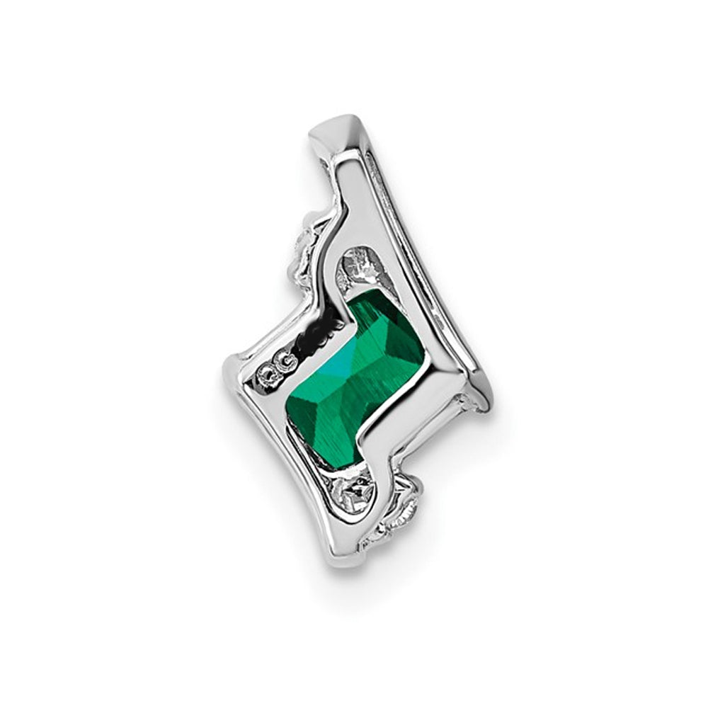 1/2 Carat (ctw) Lab-Created Emerald Pendant Necklace in Sterling Silver with Chain Image 2