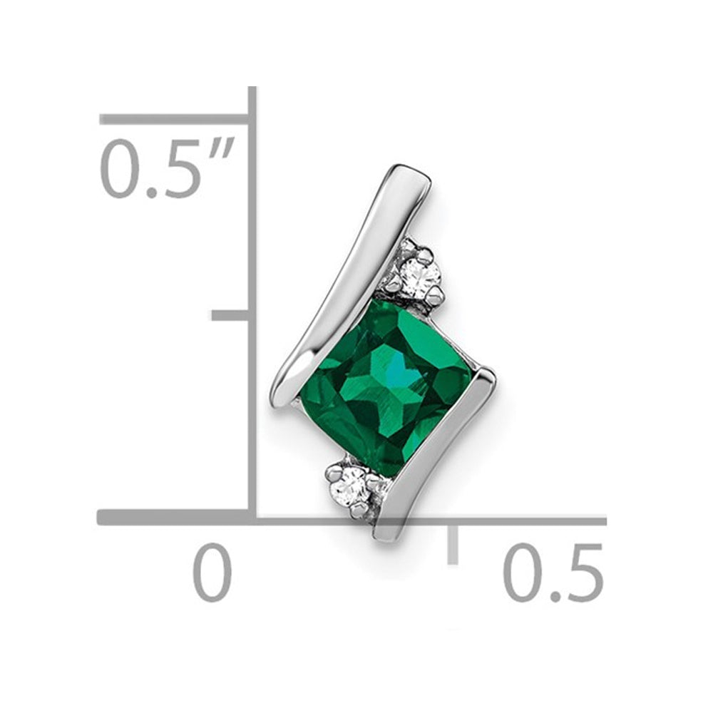 1/2 Carat (ctw) Lab-Created Emerald Pendant Necklace in Sterling Silver with Chain Image 3