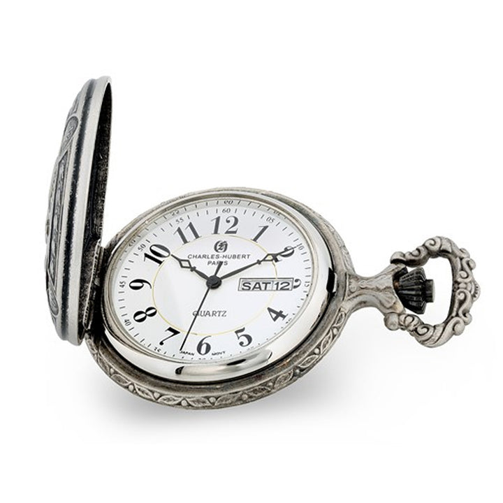 Charles Hubert Antique Chrome Finish Sailing Ship Pocket Watch (48mm) Image 1