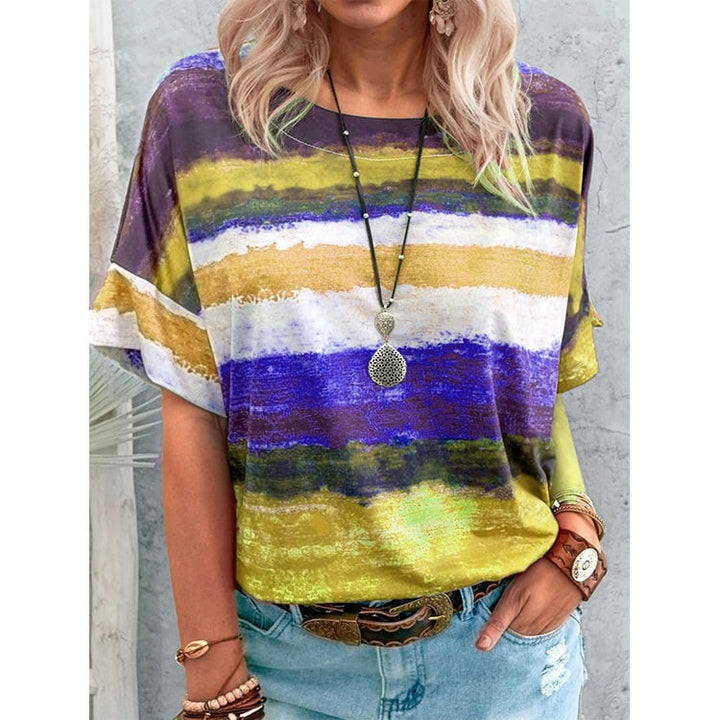 Colorful Striped Loose Tunic Top Blouse Image 1