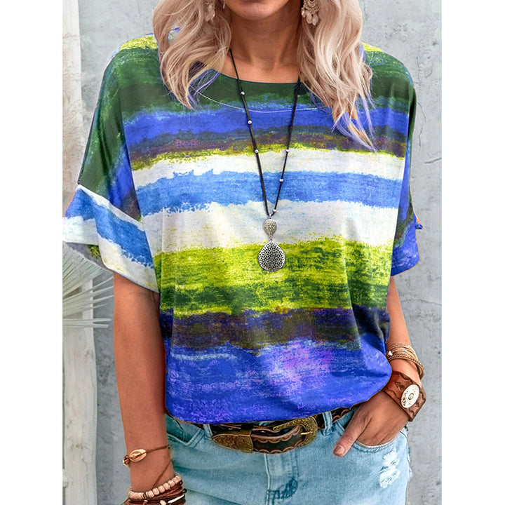 Colorful Striped Loose Tunic Top Blouse Image 6