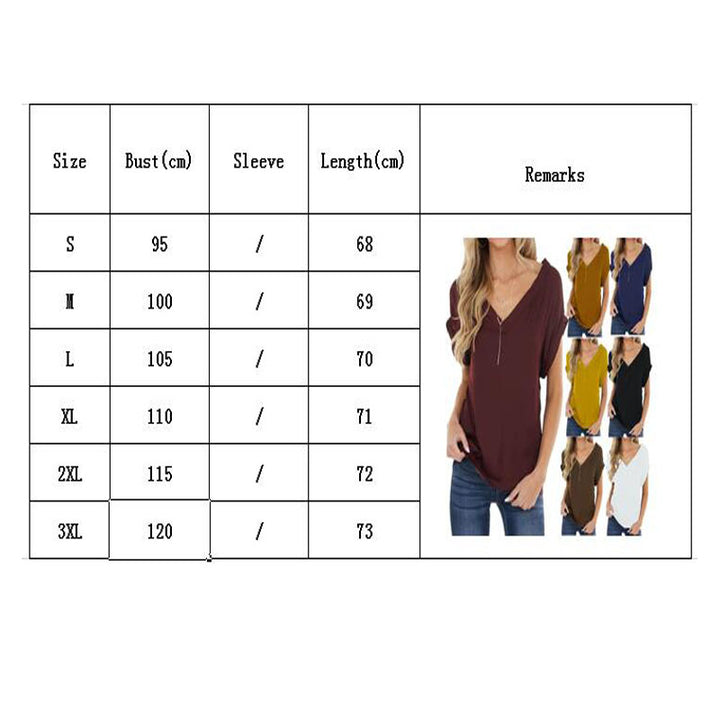 Fashion Front and Back V Neck Solid Color Pleated Short Sleeve Blouse Shirt Image 10