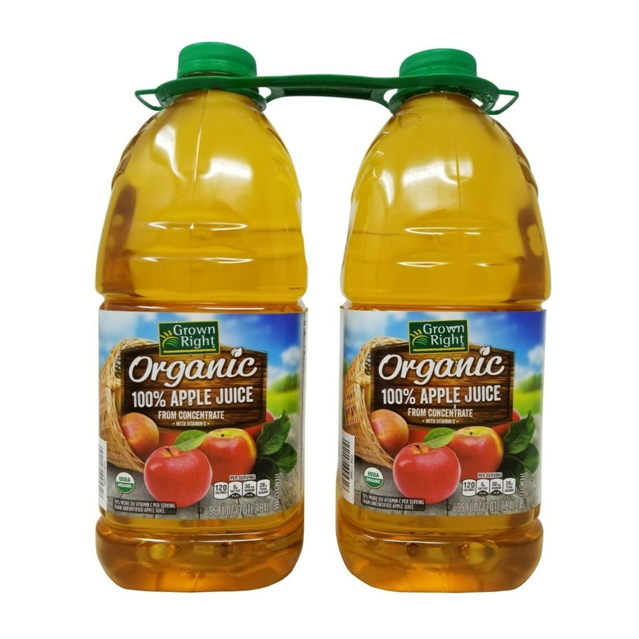 Grown Right Organic 100% Apple Juice 96 Fluid Ounce (Pack of 2) Image 1