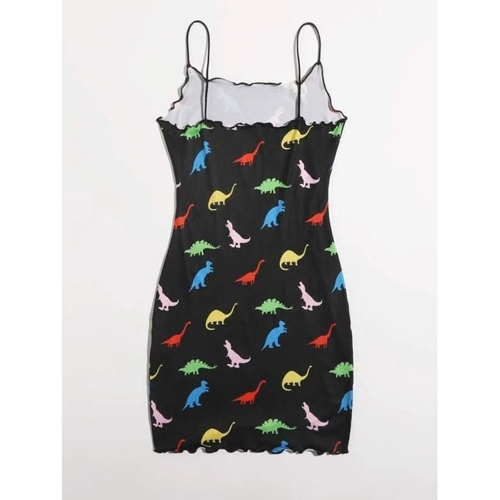 Allover Dinosaur Print Bodycon Dress Image 2