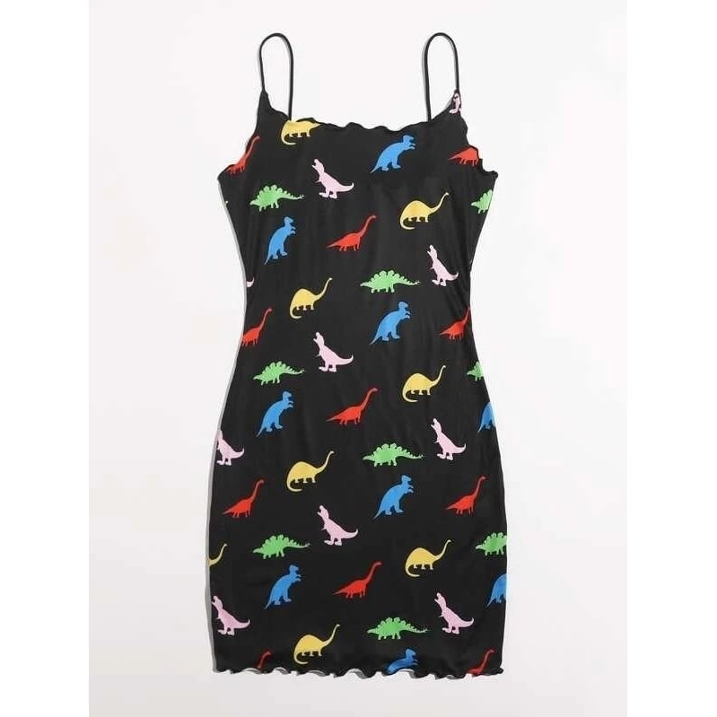 Allover Dinosaur Print Bodycon Dress Image 3