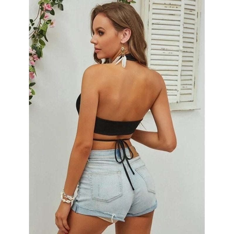 Backless Wrap Halter Top Image 2