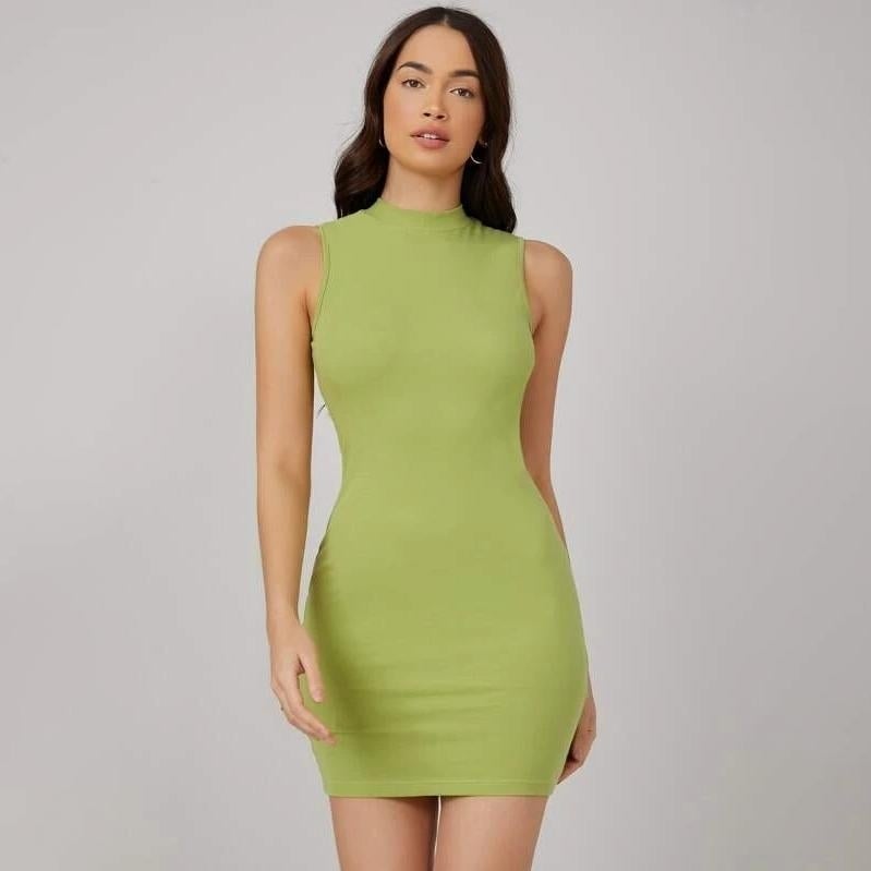 BASICS Mock-Neck Bodycon Dress Image 3