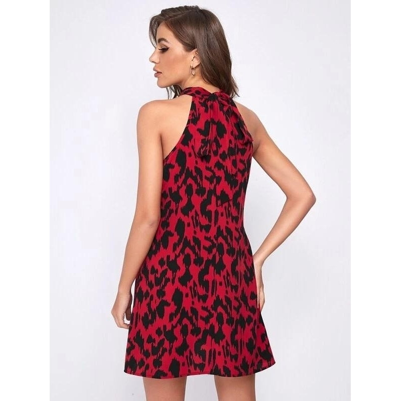 Allover Print Tie Back Halter Dress Image 7