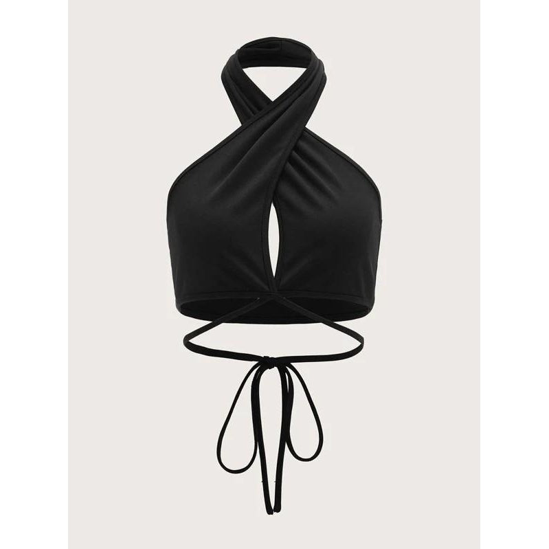 Backless Wrap Halter Top Image 4