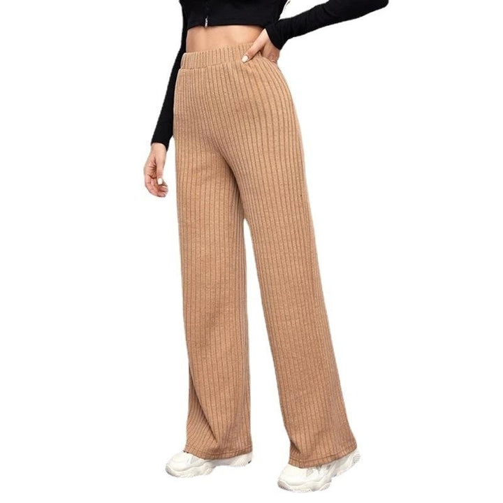 casual trousers high waist knitted wide-leg pants Image 6