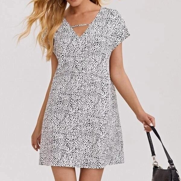 Dalmatian Print Keyhole Dress Image 1