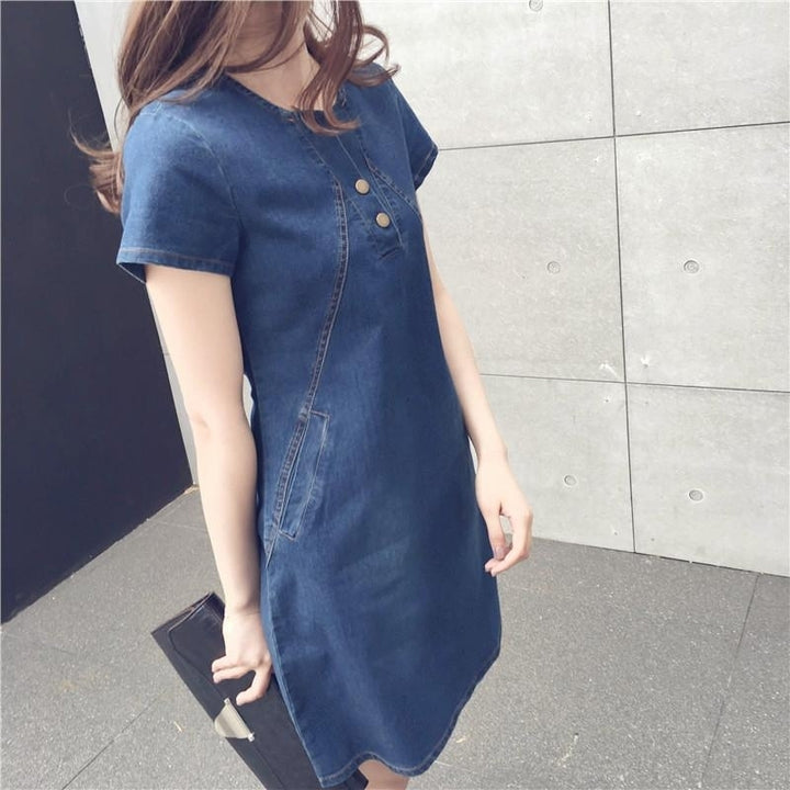 Denim Solid Bodycon Dress Image 4