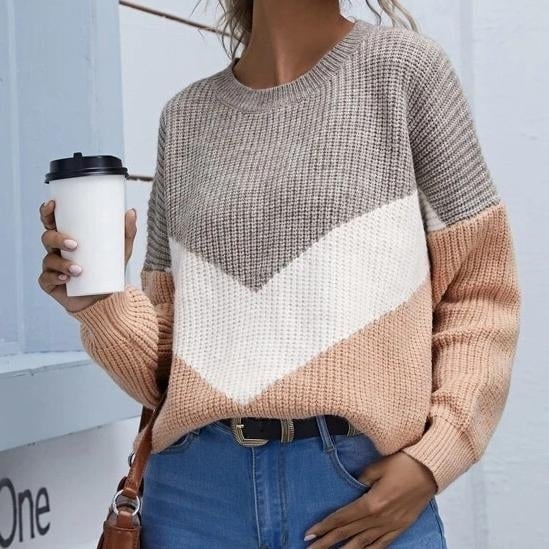 Drop Shoulder Chevron Sweater Image 1