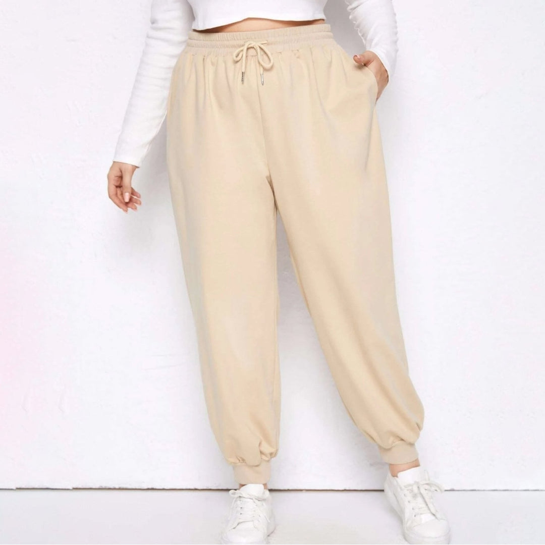 fashion casual lace-up solid color sports pants tie-leg pants loose casual trousers Image 4