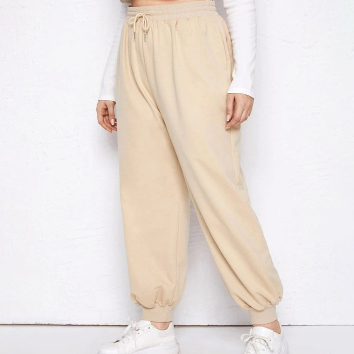 fashion casual lace-up solid color sports pants tie-leg pants loose casual trousers Image 6