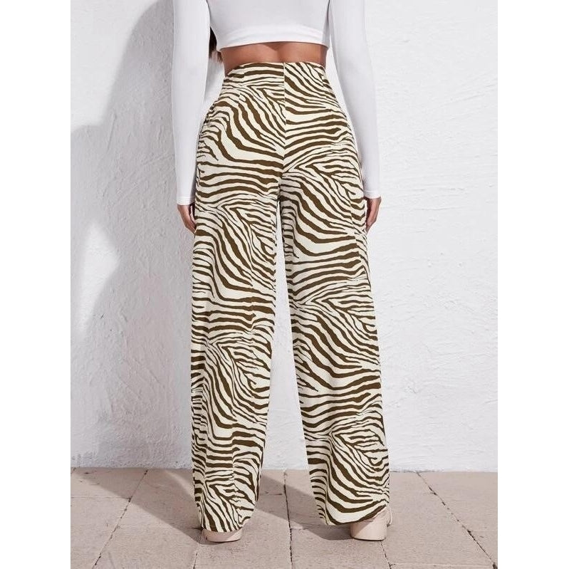 High Waist Zebra Stripe Wide Leg Pants Image 2