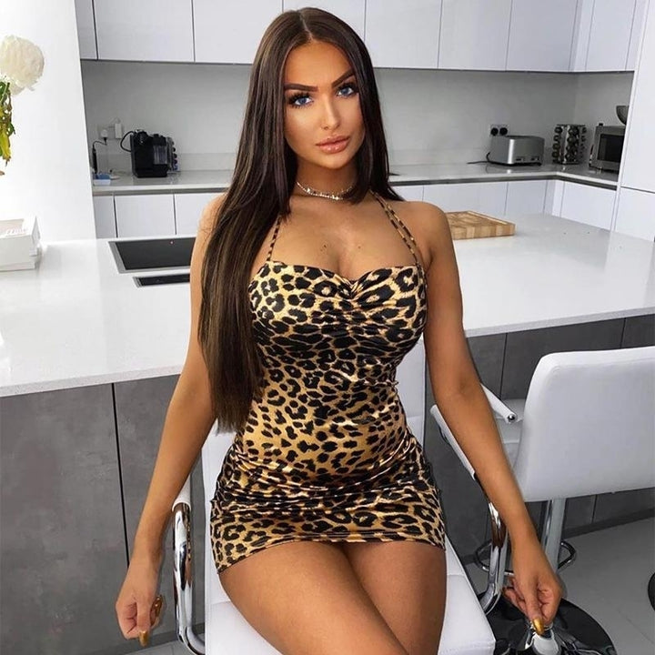 Leopard Crisscross Open-Back Mini Dress Image 2