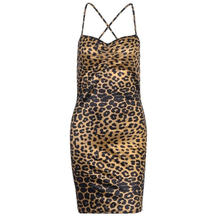 Leopard Crisscross Open-Back Mini Dress Image 4