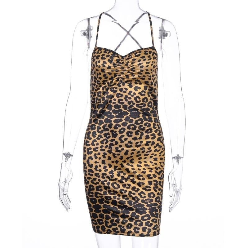 Leopard Crisscross Open-Back Mini Dress Image 6