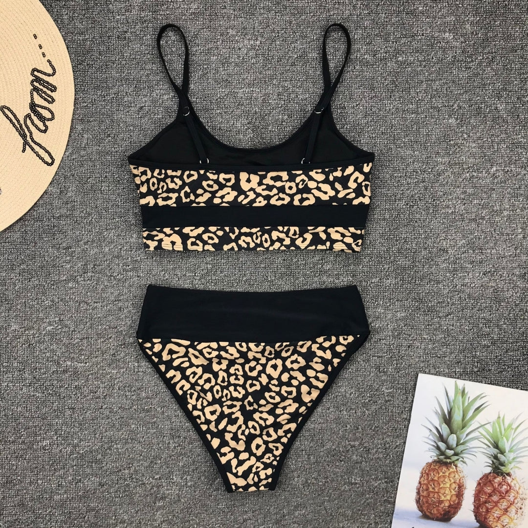 Leopard Off Shoulder Top With Tanga Bikini Set Image 4