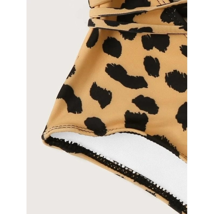 Leopard Plunge Neck One Piece Swimsuit Image 6