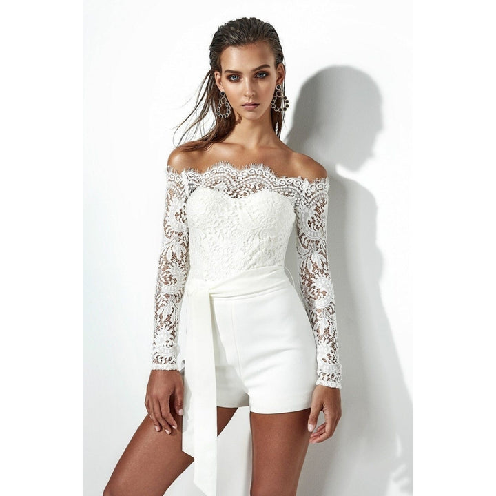 Off Shoulder Lace Romper Jumpsuit Bodysuit Image 2