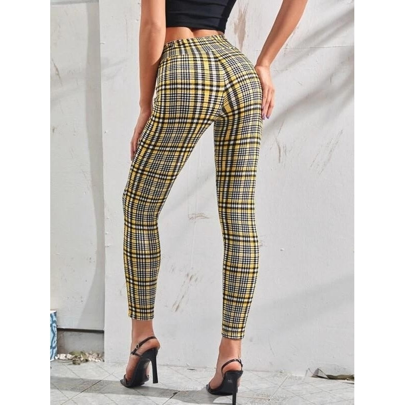 Plaid Overlap Waistband Pants Image 7