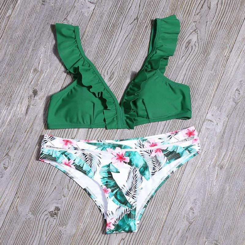 Printed Swimwear Ruffled Bikini Split Bikini Set Swimsuit Swimwear Image 4