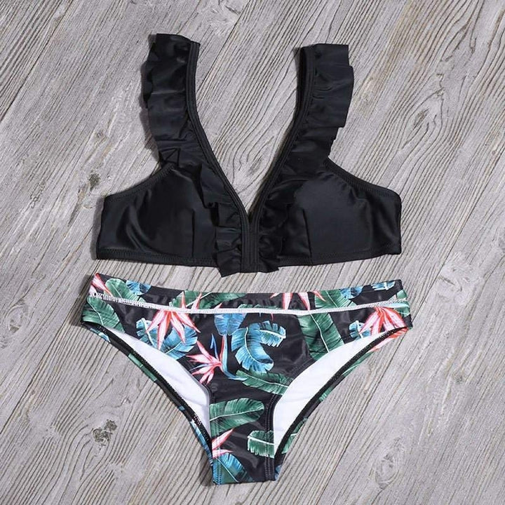 Printed Swimwear Ruffled Bikini Split Bikini Set Swimsuit Swimwear Image 6