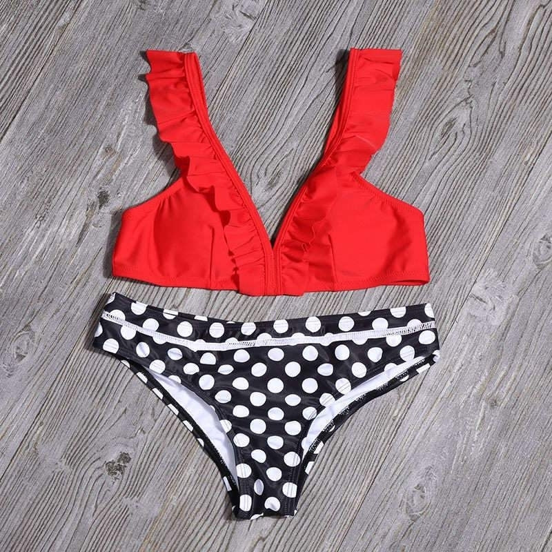 Printed Swimwear Ruffled Bikini Split Bikini Set Swimsuit Swimwear Image 7