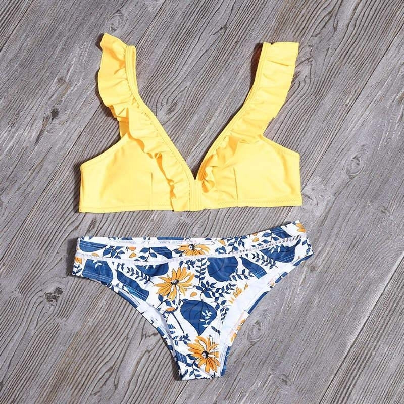 Printed Swimwear Ruffled Bikini Split Bikini Set Swimsuit Swimwear Image 8