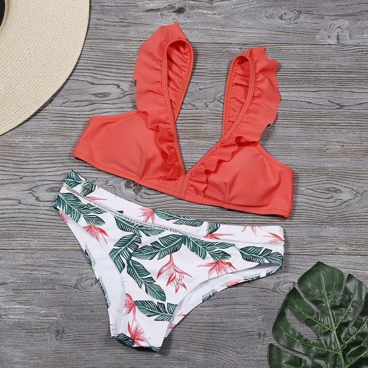 Printed Swimwear Ruffled Bikini Split Bikini Set Swimsuit Swimwear Image 10