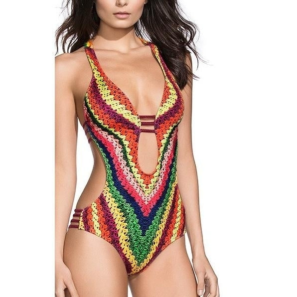 Rope Print Bikini Womens One-Piece Swimsuit Image 7