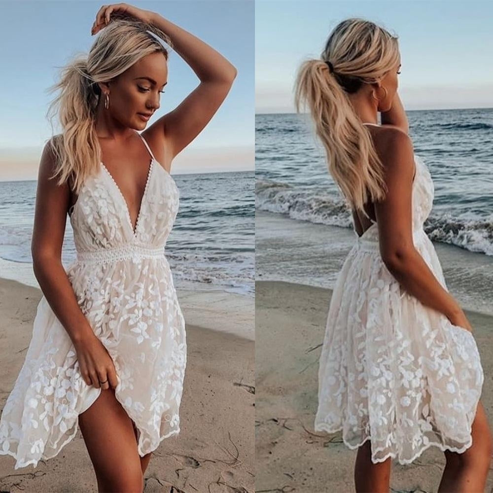 sexy lace V-neck open back dress Image 2