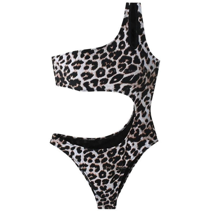 Sexy Leopard Print Exposed Waist Hot Spring One Piece Swimwear Bikini Swimsuit Image 7