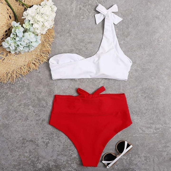 solid color sexy slim hollow One Piece Swimwear Bikini Swimsuit Image 3