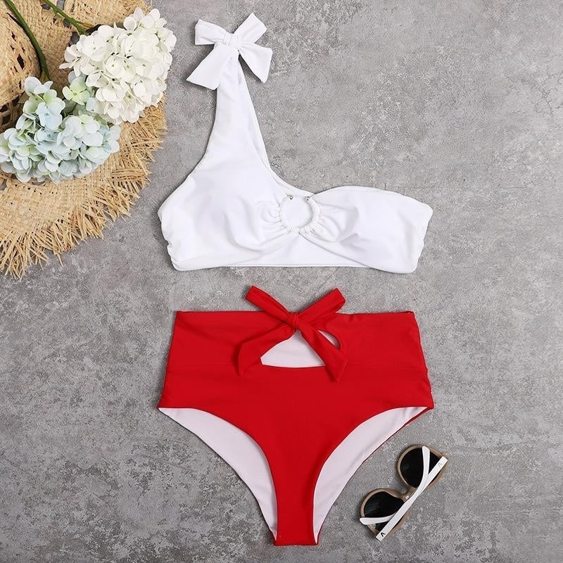 solid color sexy slim hollow One Piece Swimwear Bikini Swimsuit Image 4