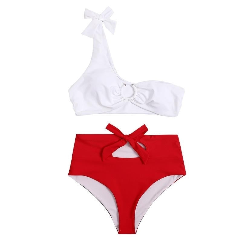 solid color sexy slim hollow One Piece Swimwear Bikini Swimsuit Image 4